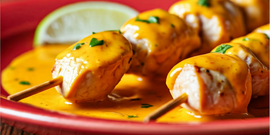 aji amarillo pepper sauce chicken skewer