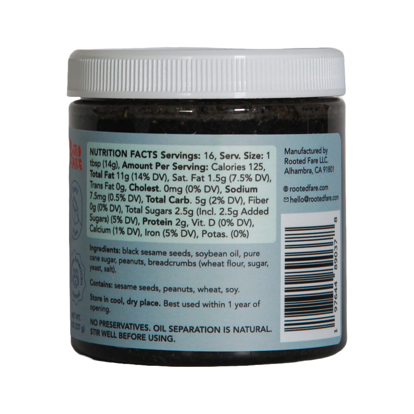 Crunchy Black Sesame Butter (8oz Plastic Jar) - From From